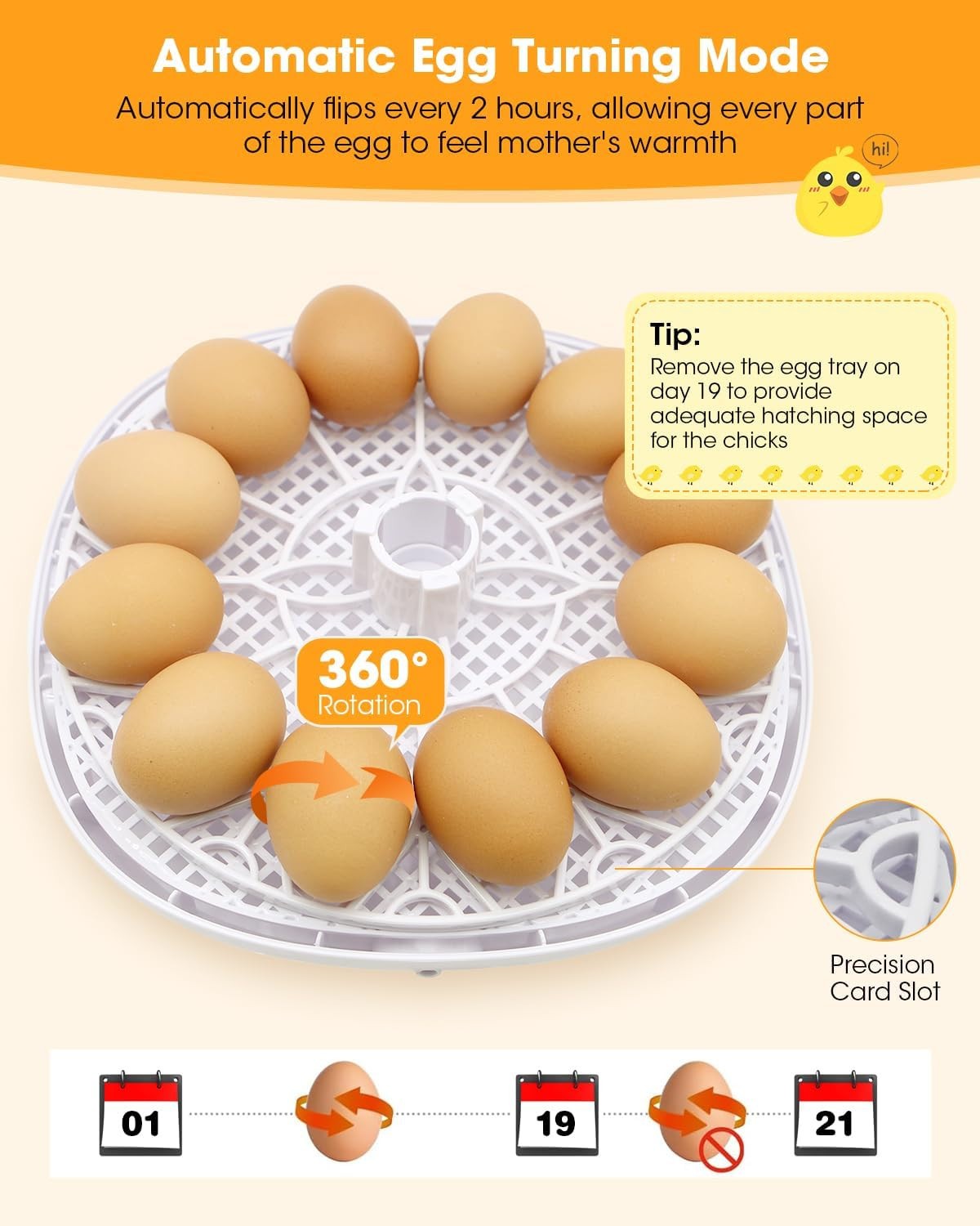 Automatic Egg Incubator with Turning Control for Hatching Chicken, Duck, Goose,