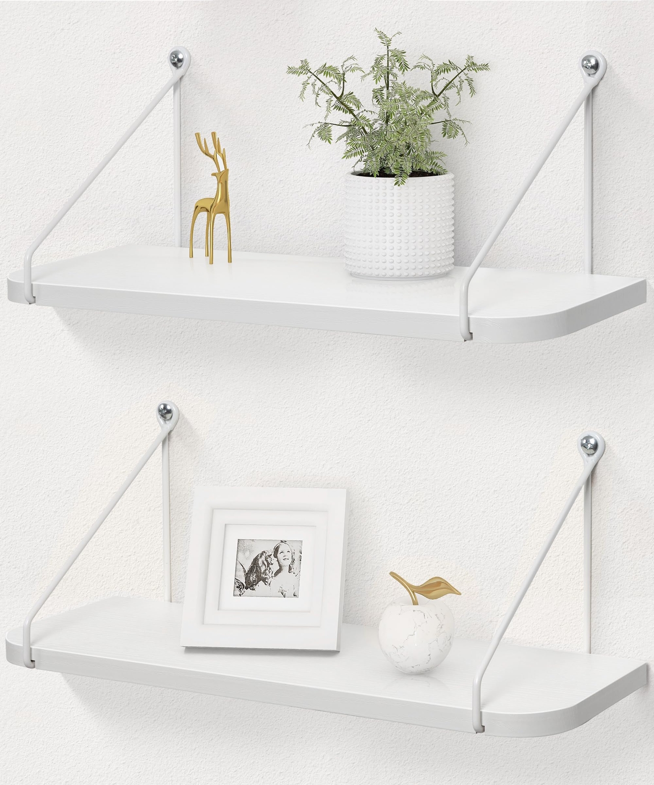 Set of 2 White Floating Shelves Ideal for Modern Home Storage and Decor