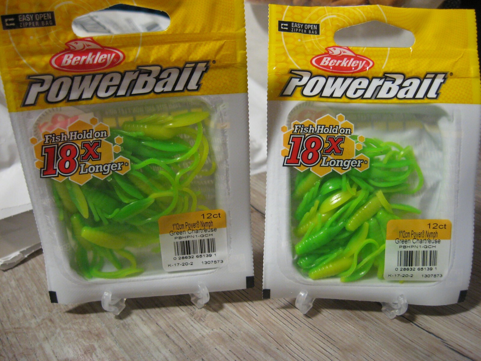 2 Packs Berkley 1" Power Nymphs Soft Fishing Baits Green Chartreuse Color