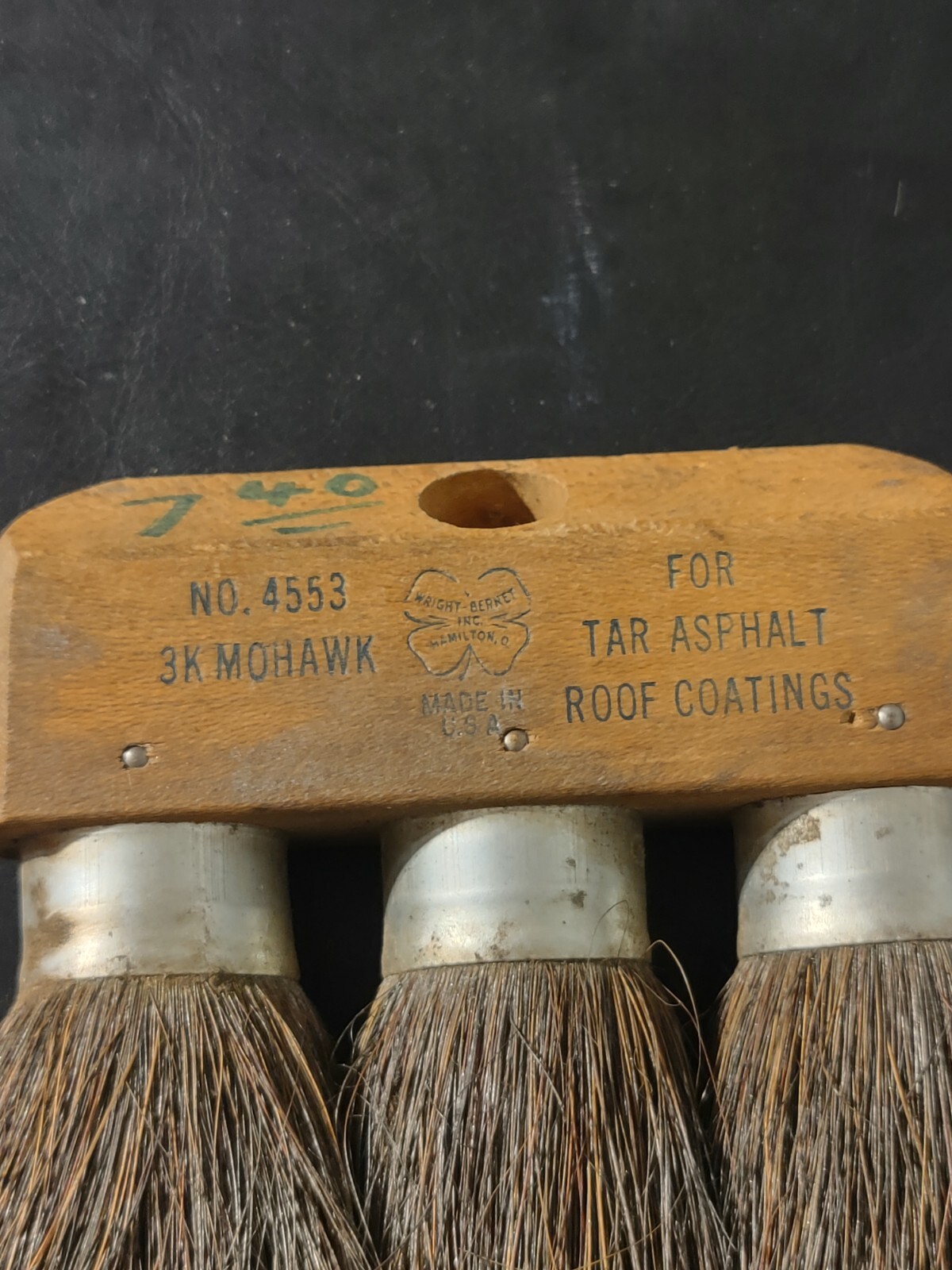 Vintage Wright Bernet Tar Asphalt Applicator Brush 4553 3K Mohawk Never Used USA