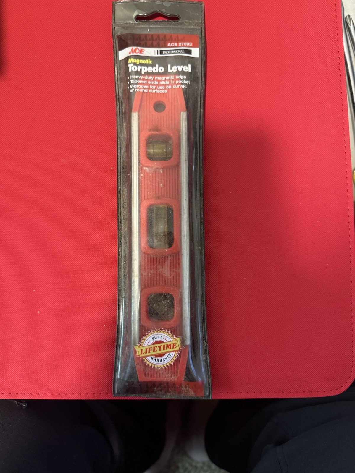 ACE Red TORPEDO LEVEL 9" Magnetic & Aluminum Edge