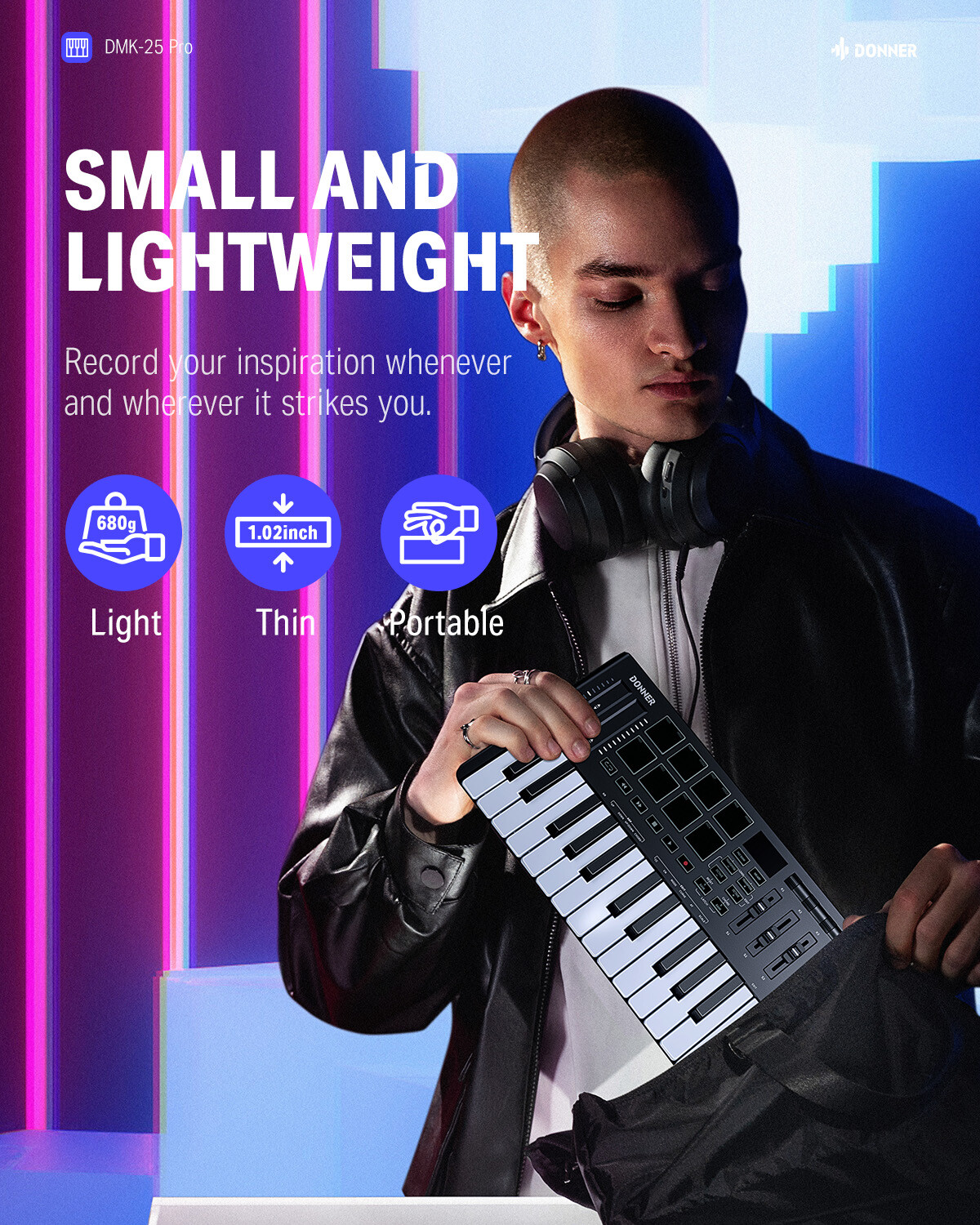 🎹 Donner DMK25 Pro MIDI Keyboard Controller With Software & 40 Teaching Courses
