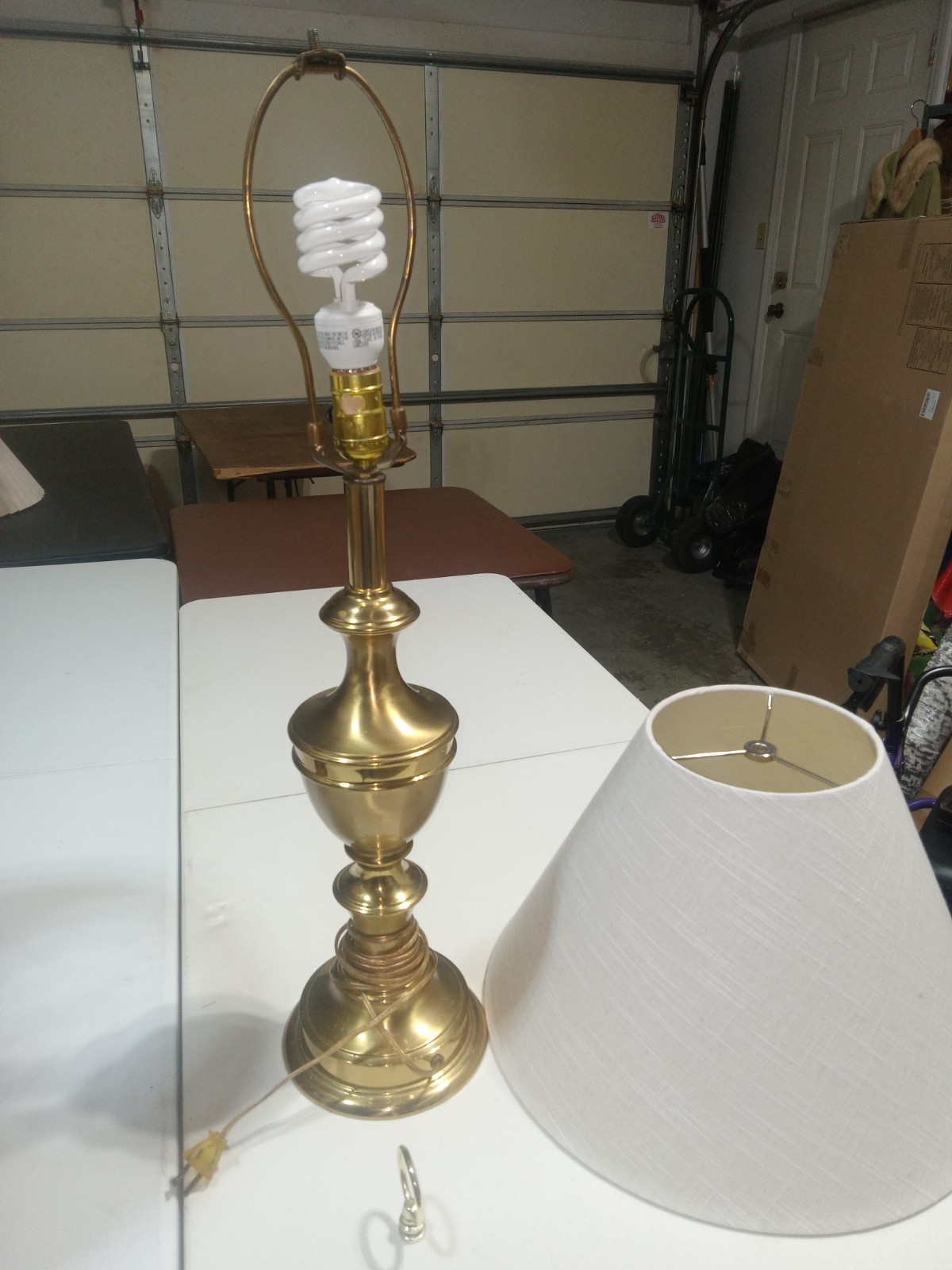 31"H solid brass lamp vintage electric tall heavy