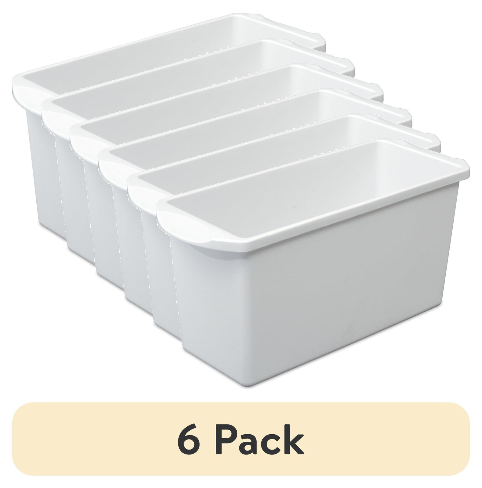 (6 pack) Sterilite Ice Cube Bin, Narrow Design, Space-efficient,  White