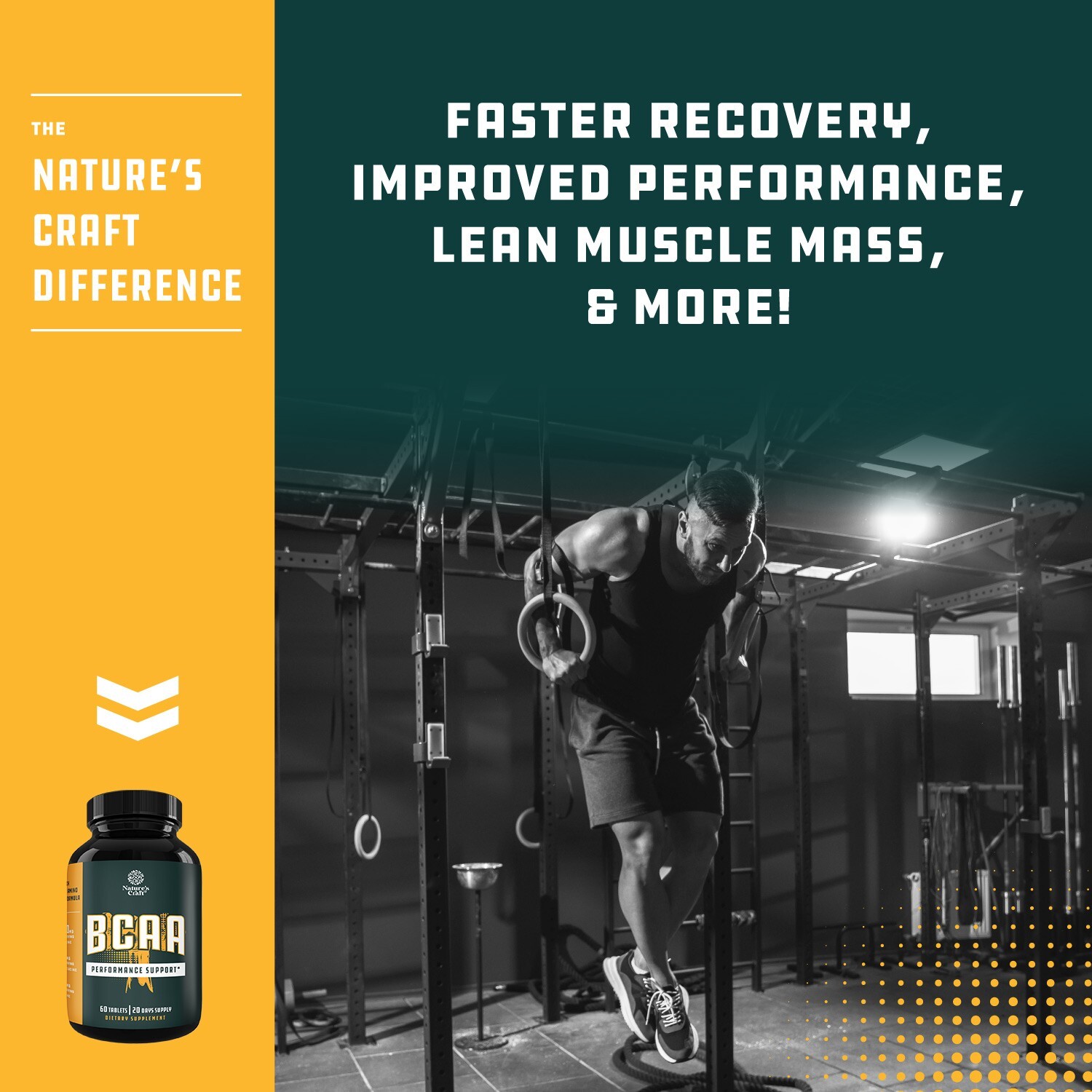 Branch Chain Amino Acids Supplement - Vegan BCAA Capsules Post Workout Muscle