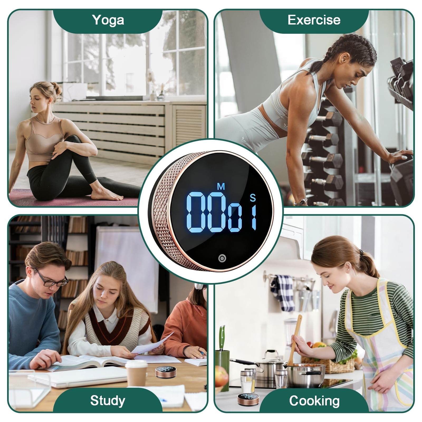 Digital Kitchen Timer, Magnetic Countdown Countup Visual Timer with Large LED...