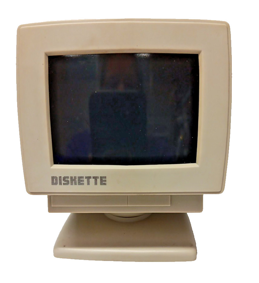 Vintage 5.5" Computer Monitor Shaped Diskette Storage Holder Retro Microsoft
