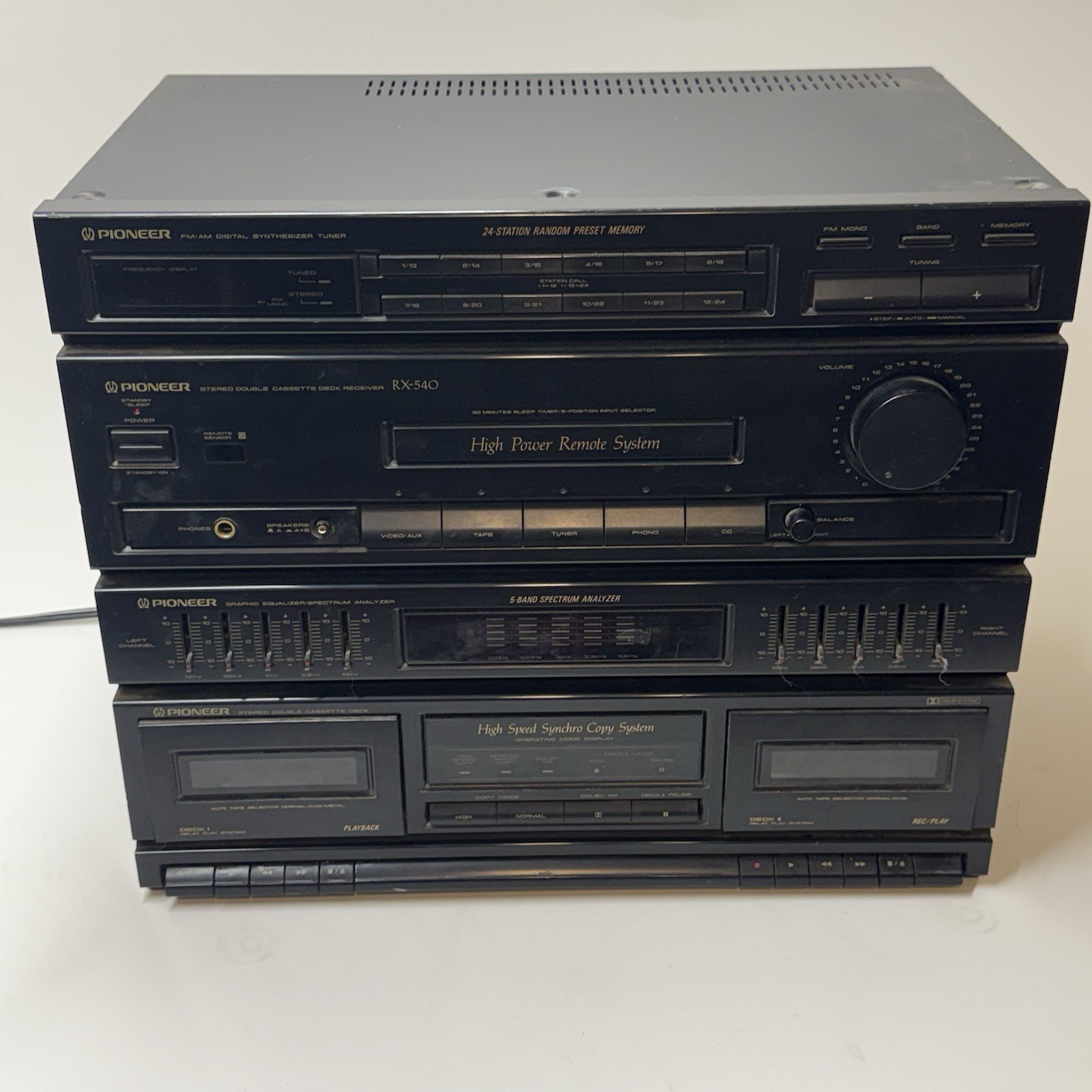 Pioneer RX-540 Digital Synthesizer Stereo Dual Cassette Deck Receiver