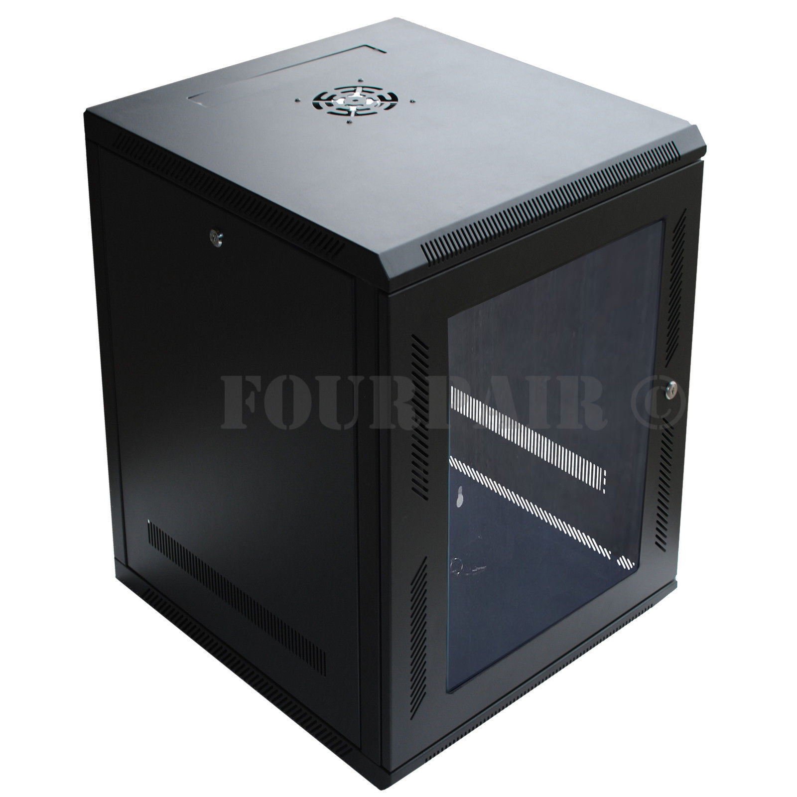 15U Wall Mount IT Server Network Cabinet Rack Enclosure Glass Door Lock 18" Deep