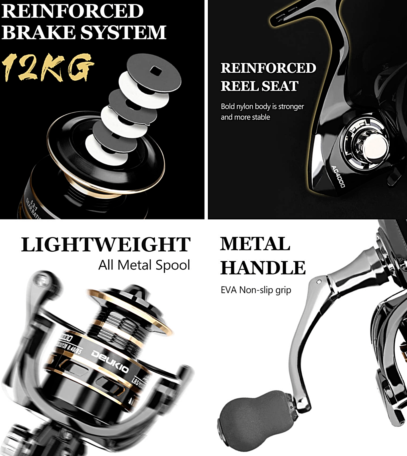 12BB Spinning Fishing Reel 5.2:1 Freshwater Saltwater Right Left Metal Spool New