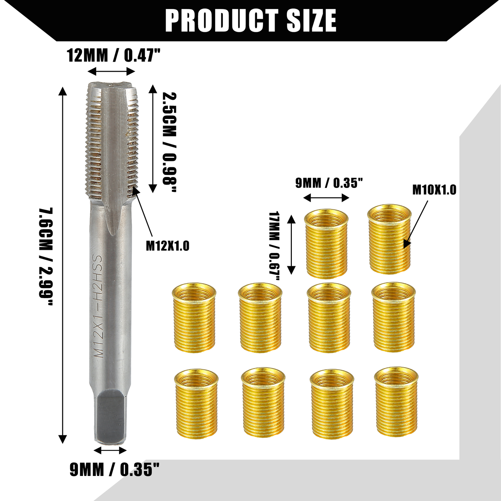 Universal Piece of 1 Spark Plug Thread Repair Tools with M10x1.0 Inserts