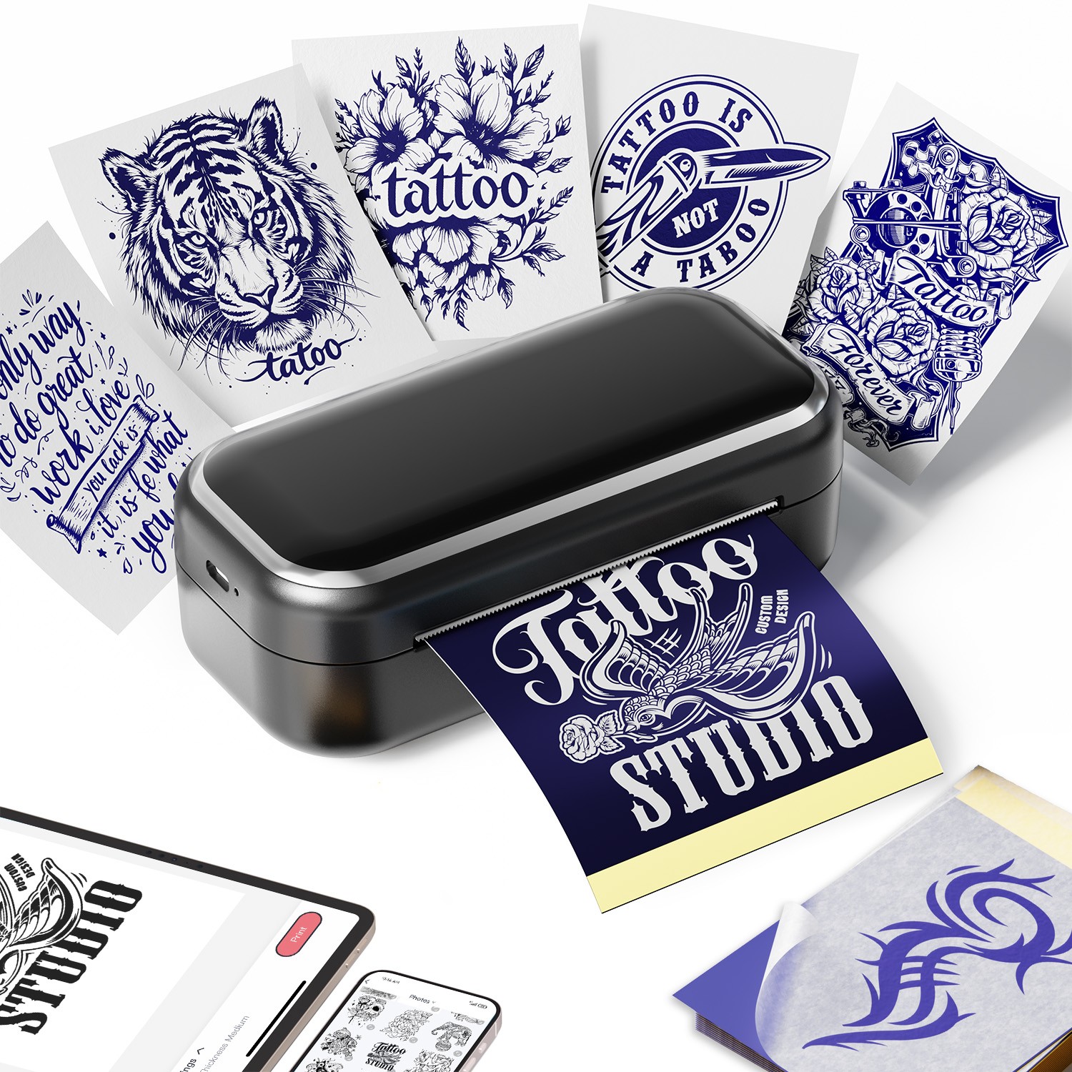 Phomemo TP31 Wireless Tattoo Stencil Printer+25 sheets of Thermal Tattoo Paper