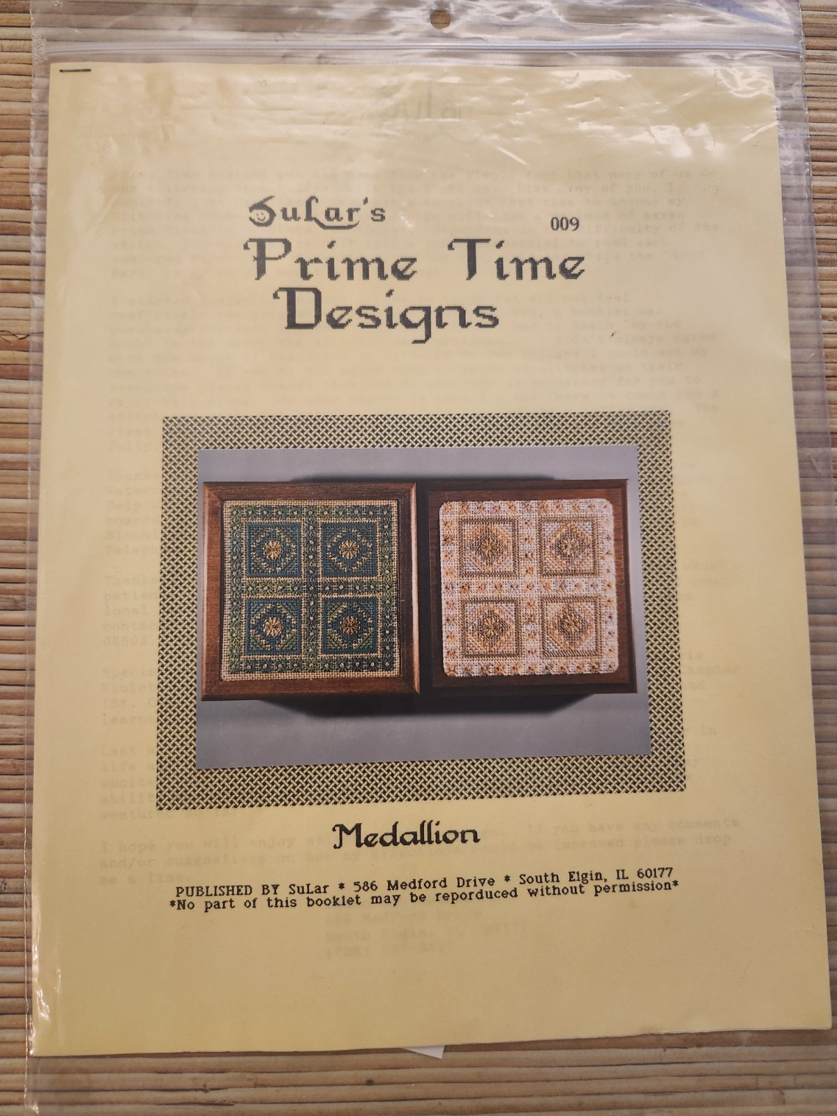 Sular's Prime Time Designs MEDALLION Needlepoint 1990 pattern #009 Vtg Rare