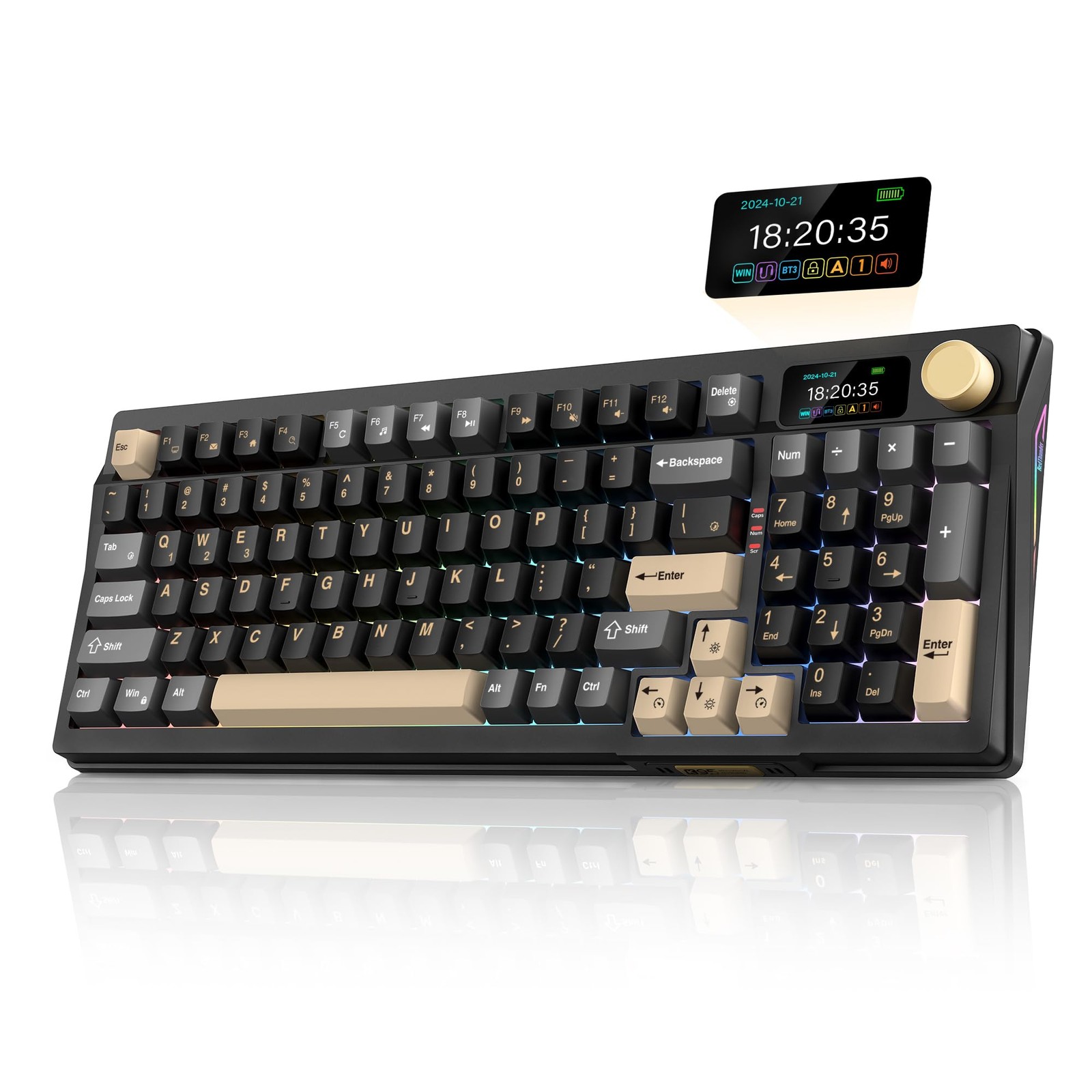 Redthunder K95 Wireless Mechanical Keyboard Tft Tri-Mode Bt5.0/2.4Ghz/Usb-C Hot