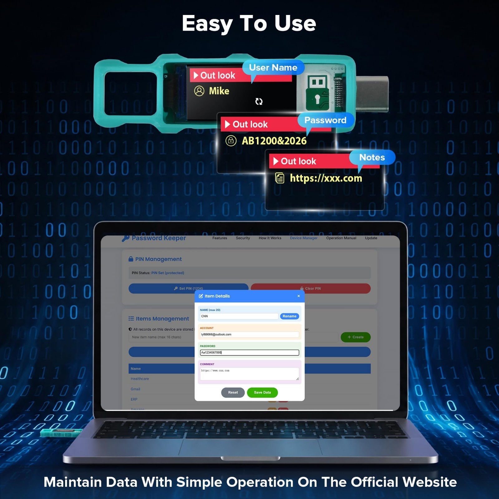 Secure Password Keeper - Auto Fill & Offline Storage Manager, Type-C Compatible