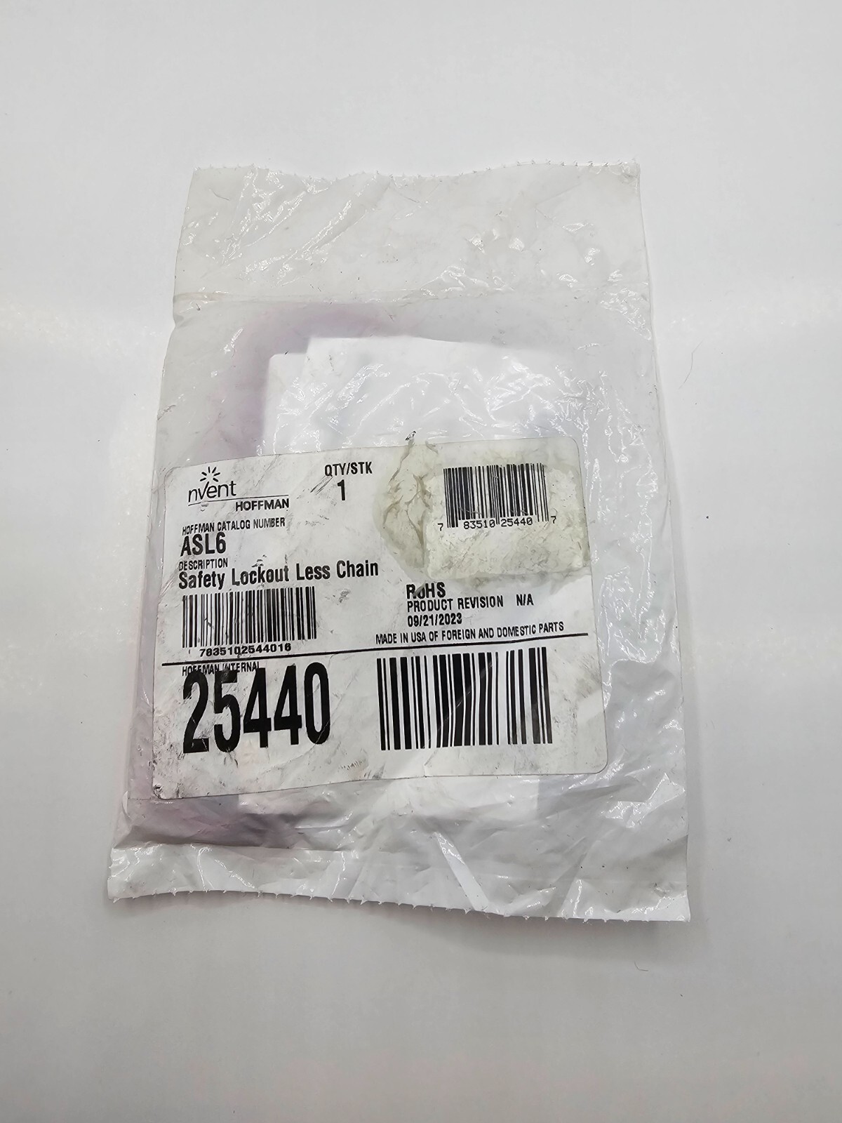 (QTY 3) nVent Hoffman Safety Lockout Less Chain 25440 ASL6