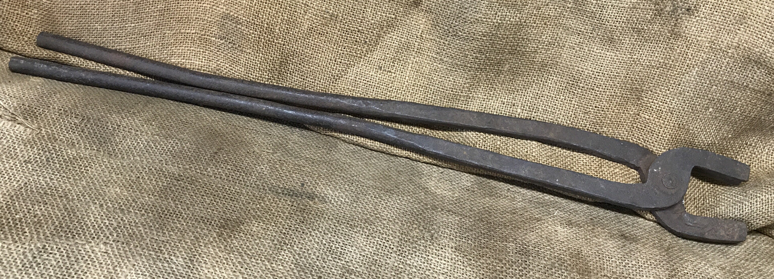 Vintage Blacksmith Long Tongs Blacksmith Hand Forged Tool 24” Long