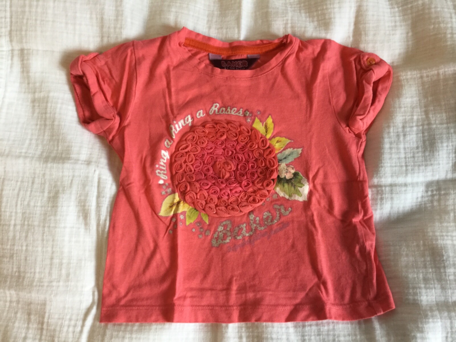 Ted Baker Designer Baby Girl T-shirt top 18-24months Gorgeous flower detail Pink