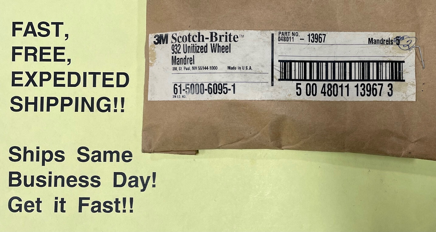 3M 932 Unitized Wheel Mandrel; 048011-13967; FREE SAME DAY EXPEDITED SHIPPING!