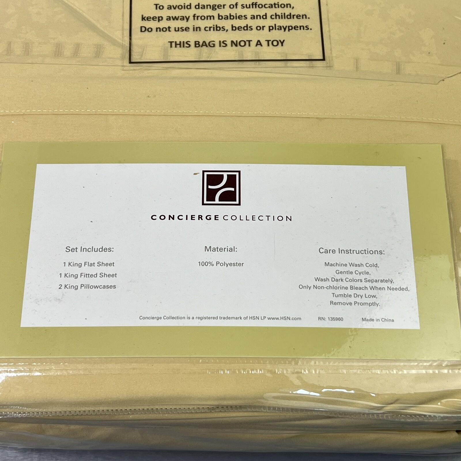 Concierge Collection 100% Polyester Sheet Set King Gold