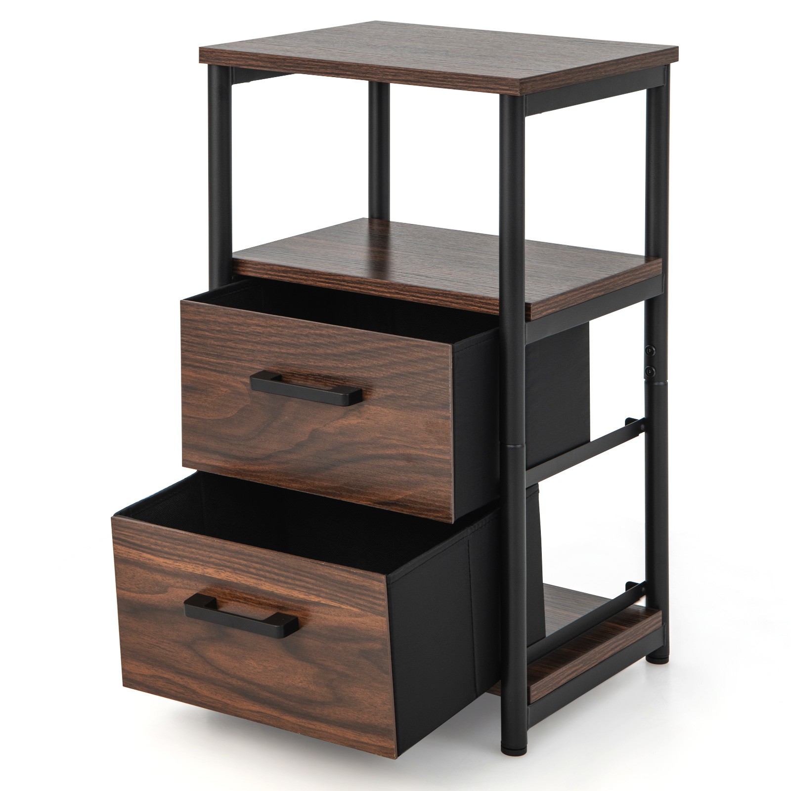 Topbuy 1PC/2PCS Nightstand with 2 Drawers Retro Bedside Table with Storage Sofa