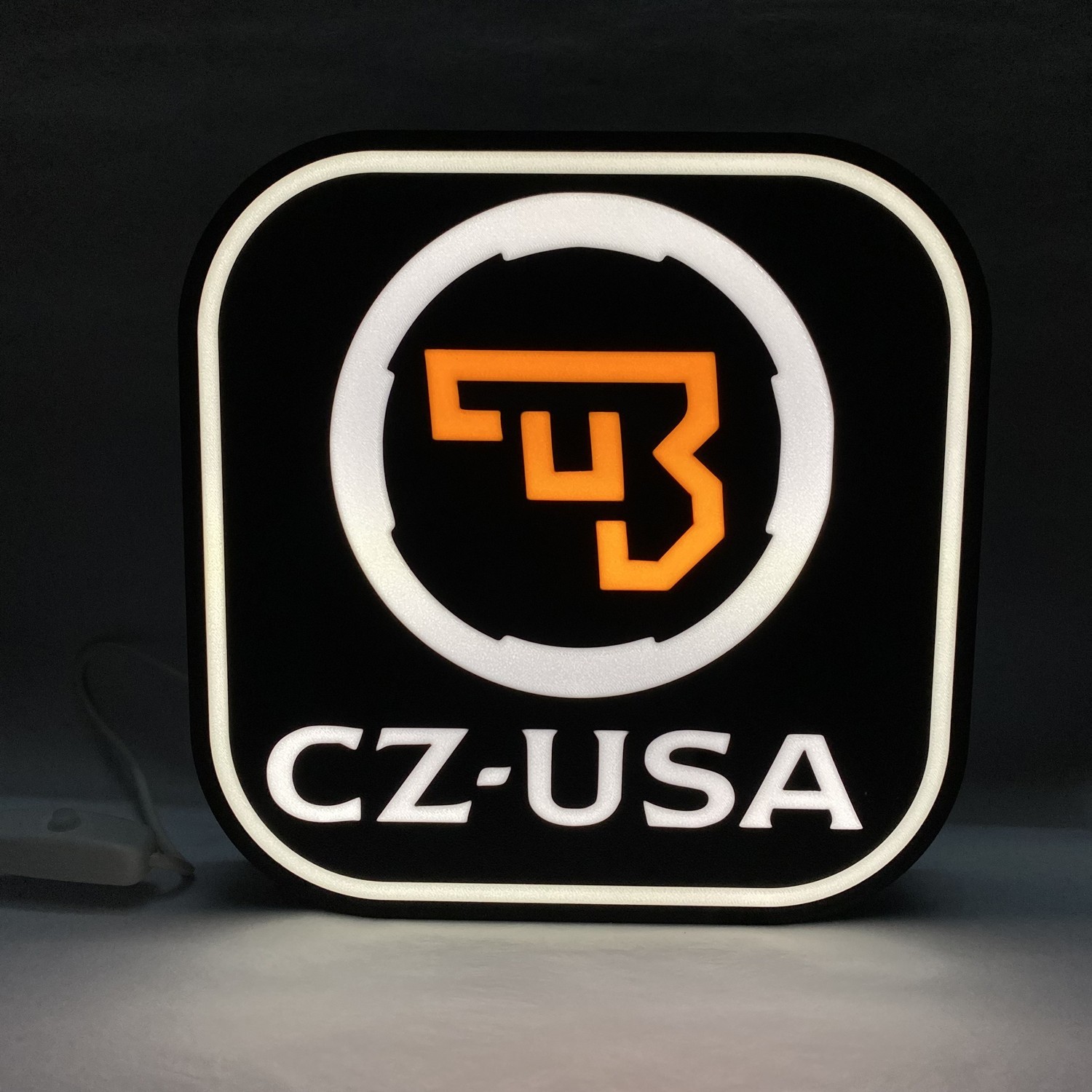 CZ-USA Firearms Theme Logo Light Box 3D Printed USB LED Lamp Neon Sign 7inch