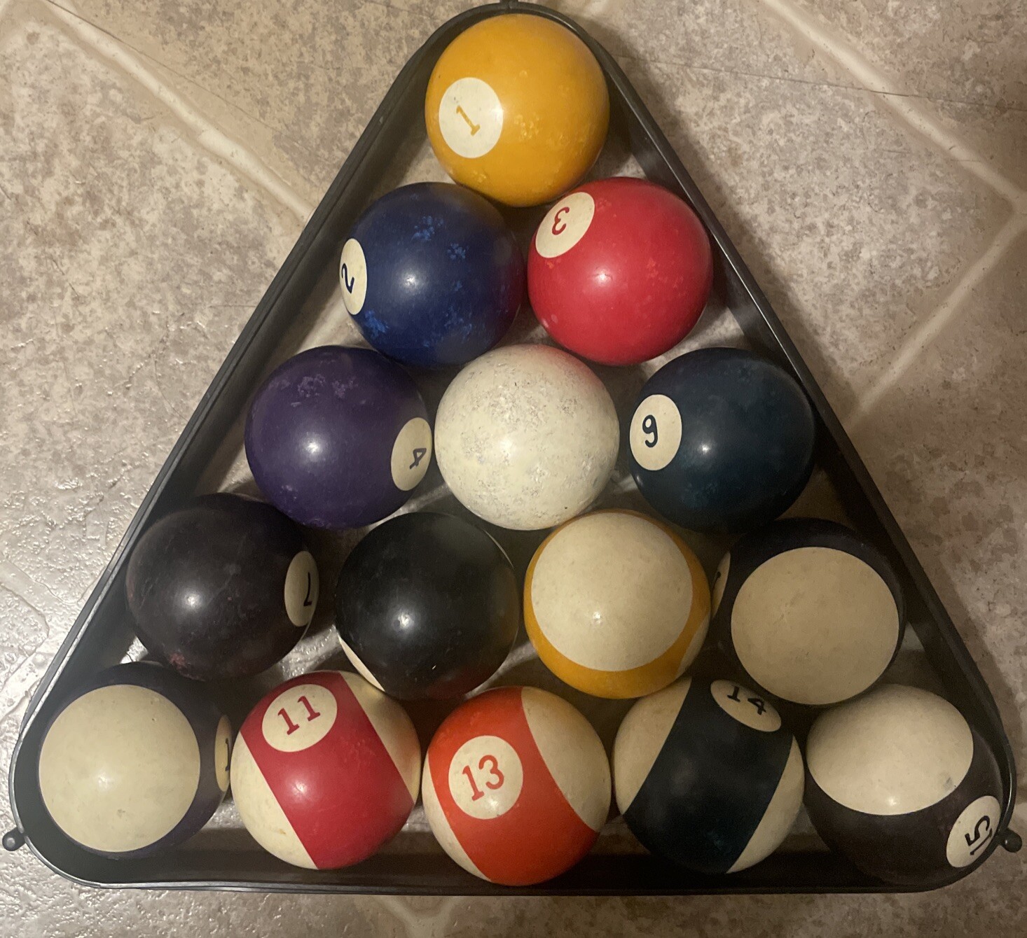 Billiard Pool Balls With Plastic Triangle Ball Rack, Standard Billiard