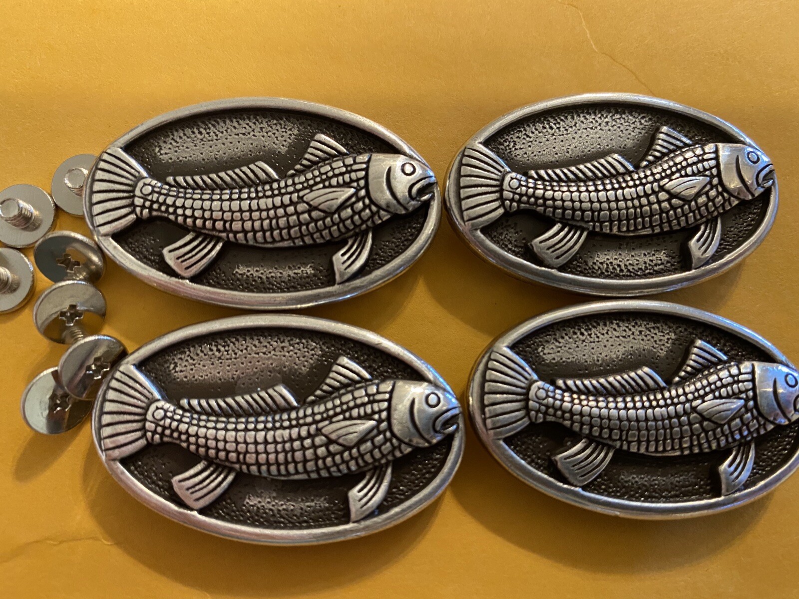Lot Of 4 Trout Fishing Conchos With Screws 1 1/2” Wide