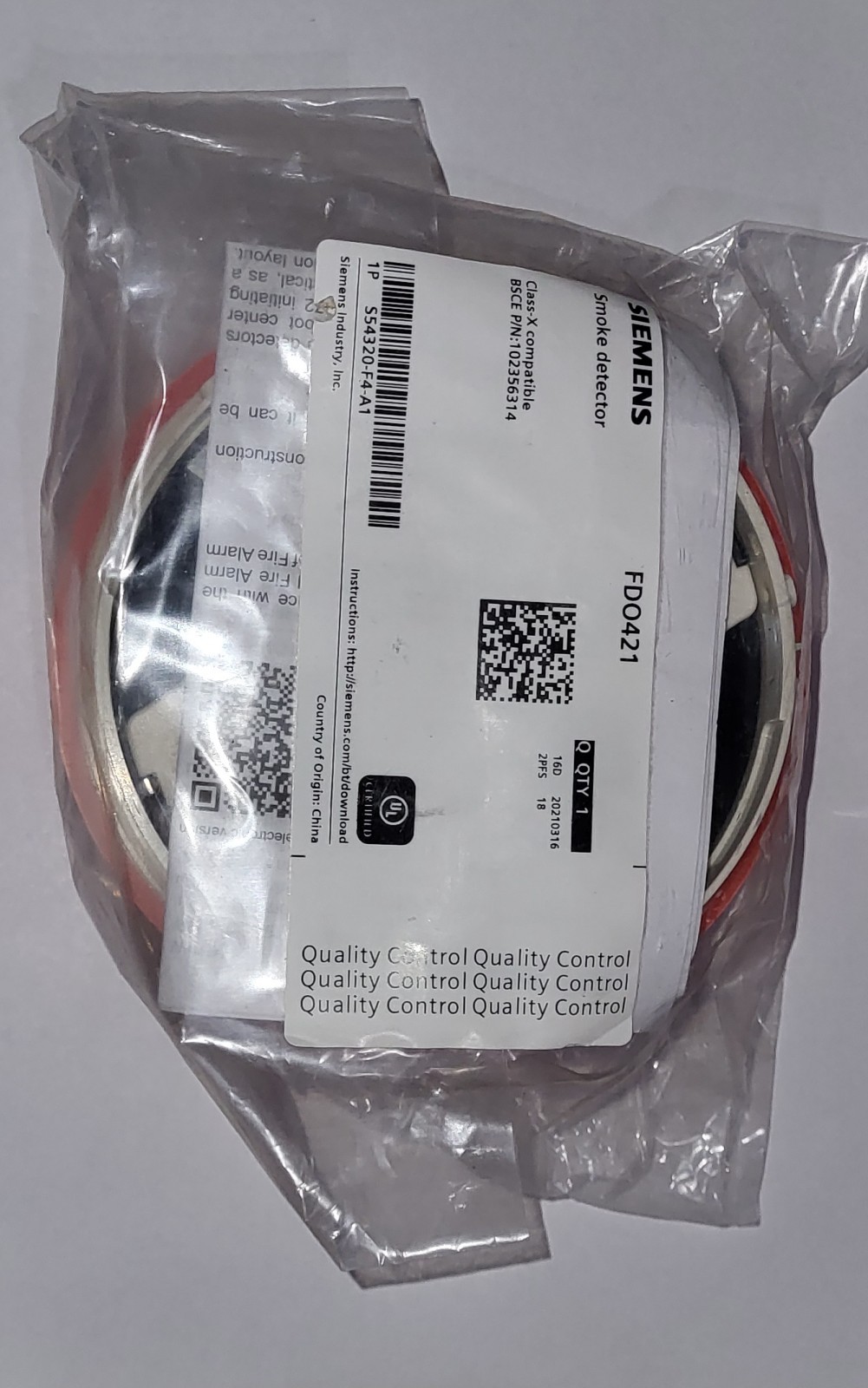 Siemens FDO421 (S54320-F4-A1) Smoke Detector - Free Shipping