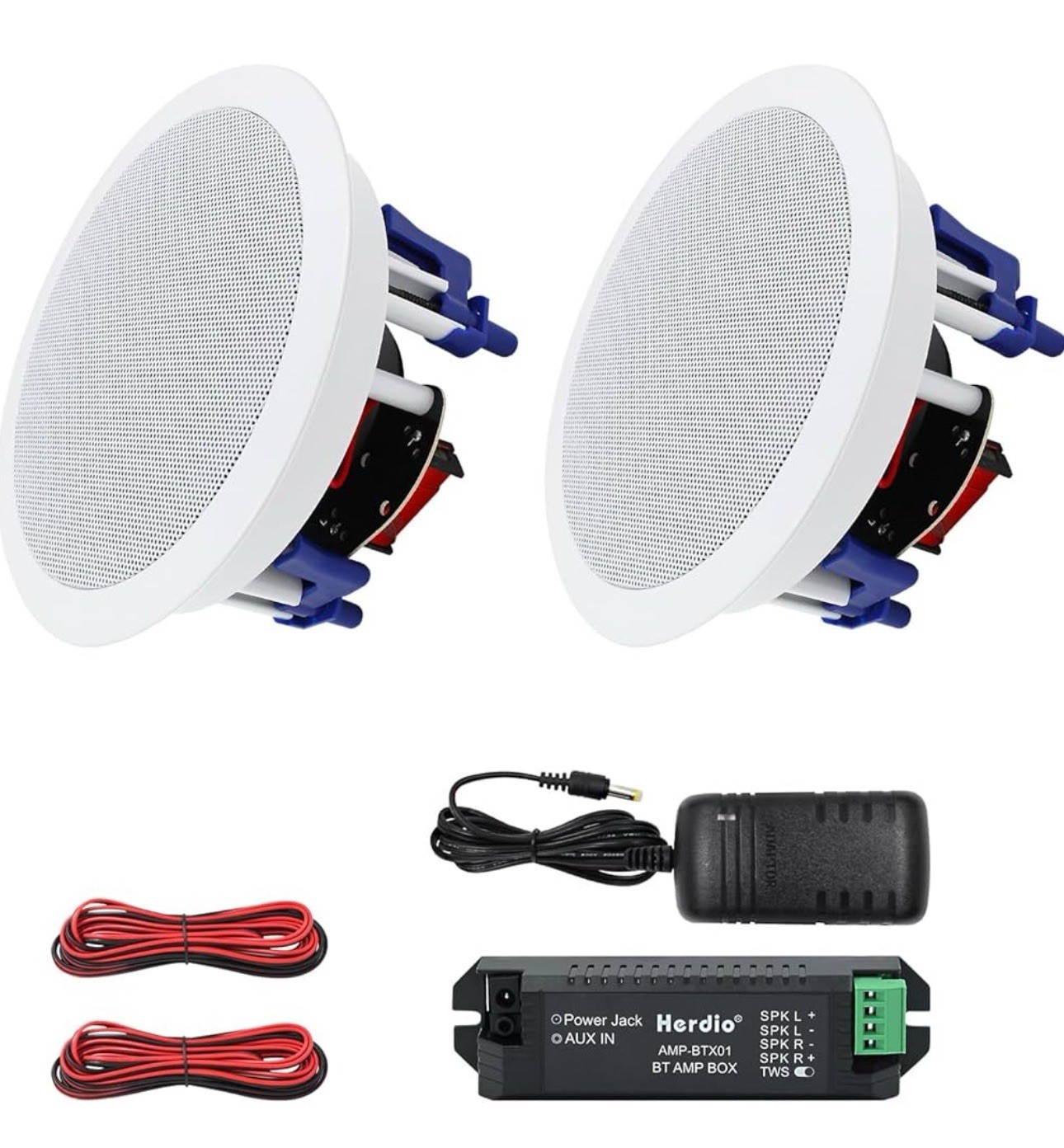 2 Pcs Herdio 5.25" 300W Bluetooth Ceiling Speakers, Recessed In Wall/ceiling