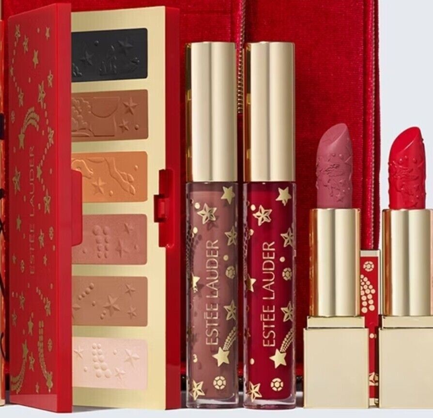 Estee Lauder 2023 celestial glow Eyeshadow Palette + 2 Lipstick + 2 Shine Gloss