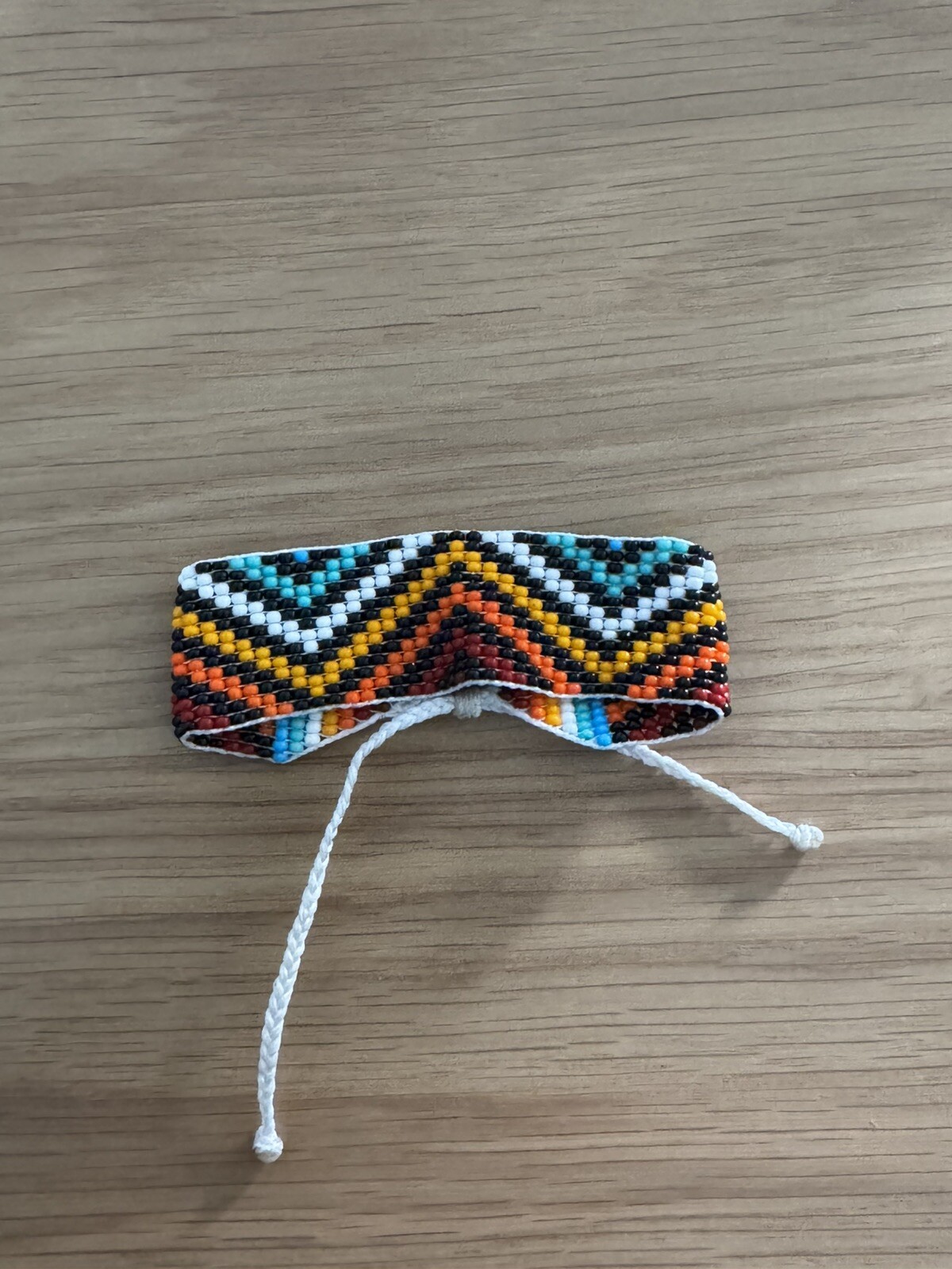 Artisan Seed Bead Bracelet From Columbia 1" Wide Ethnic Pattern 7"
