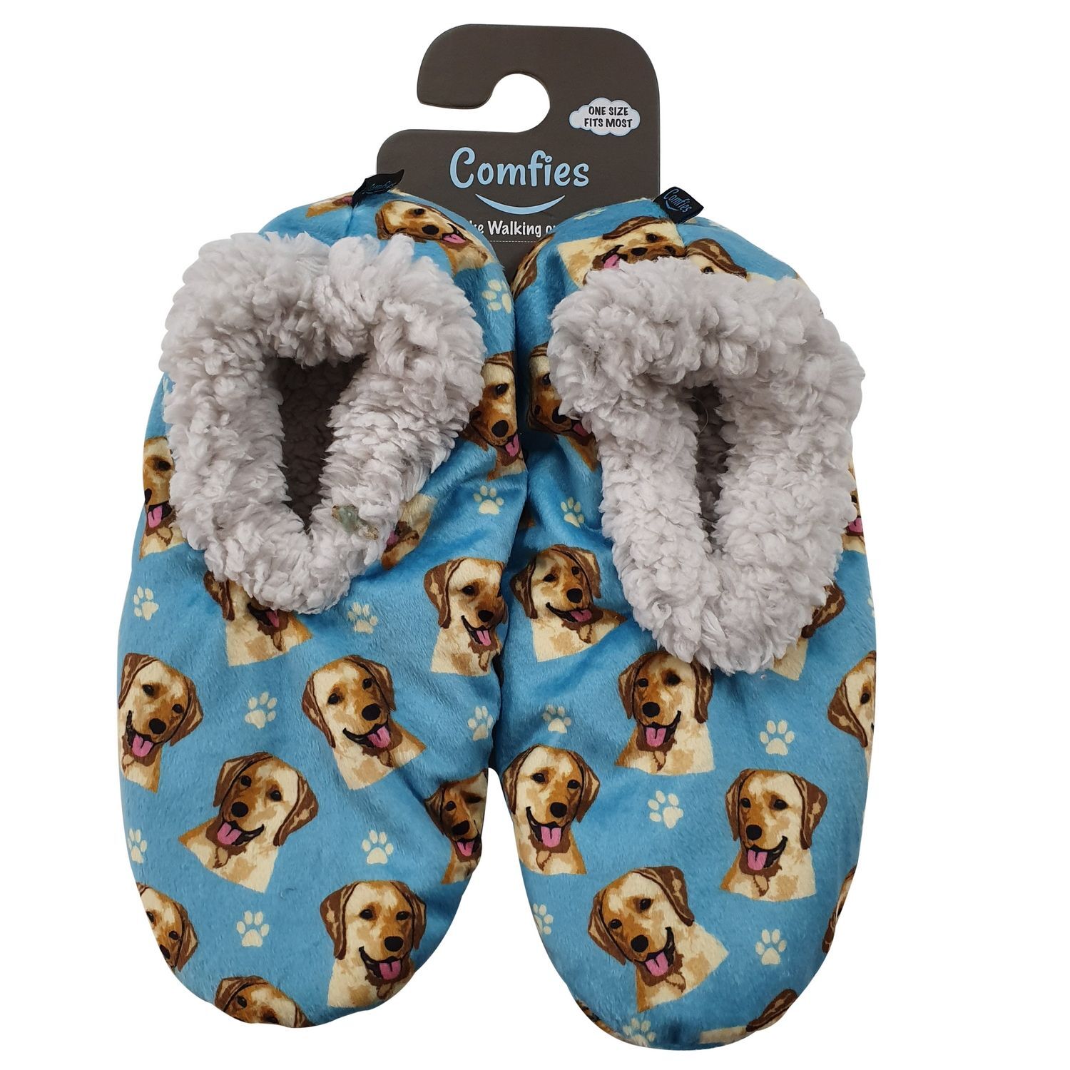 Labrador Yellow Dog Slippers Comfies Unisex Soft Lined Animal Print Booties