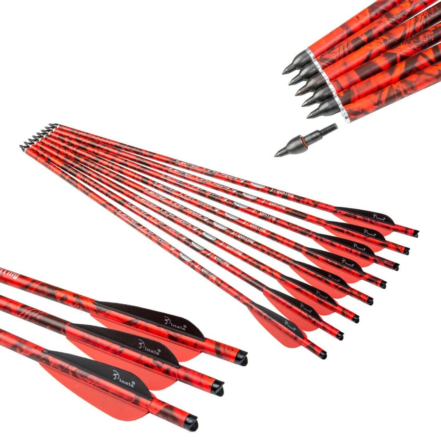 Pinals Archery Camo 400 Grain Crossbow Bolts 22 20 inch Carbon Hunting Arrows...