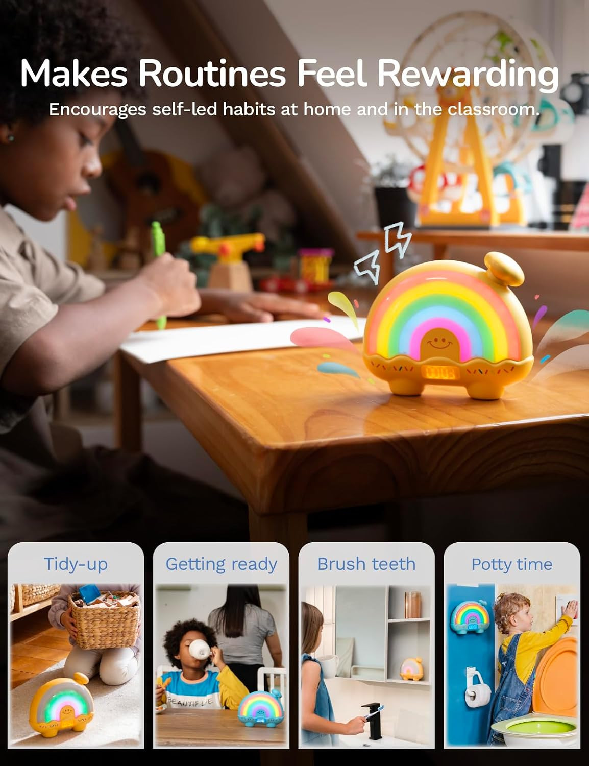 Timer Pal, Rainbow Visual Timer for Kids/Adults, 0-99 Minutes Light Timer | Rech