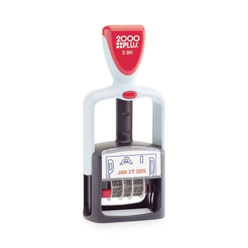 COSCO Model S 360 Two-Color Message Dater, 1.75x1, "Paid," Self-Inking, 3/Pack