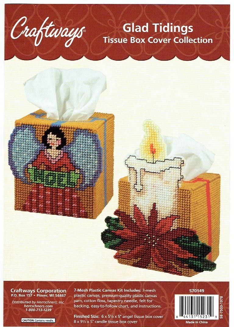 GLAD TIDINGS  TISSUE BOX COVER  plastic canvas  PATTERN (#TF0311)
