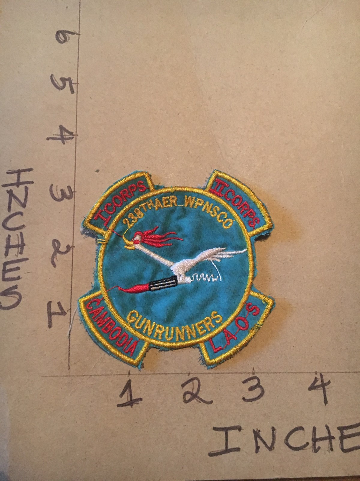 Vietnam War US 238th Aerial Weapons Company Patch 7/20/26 theater made