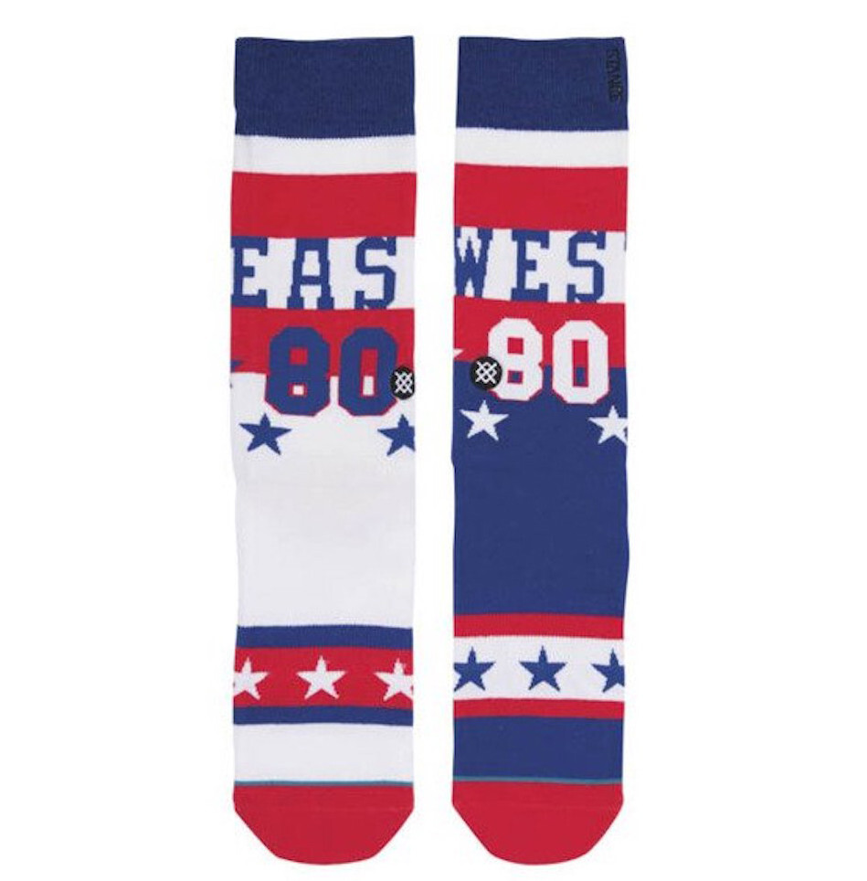 STANCE 80's All Star Throwback Basketball Crew Socks sz L Large (9-12) Red Blue
