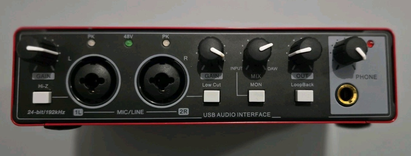 USB Audio Interface 24-bit/192kHz Recording Sound Card Desktop Unit