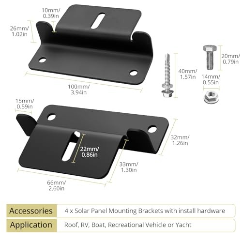 4PCS Solar Panel Mounting Z Brackets, Aluminum Solar Panel Black (4PCS）