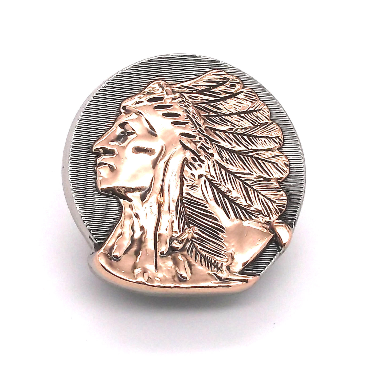 Left Facing Chief Head Concho Antique Nickel w/Rose Gold 1-1/4" 3665-31