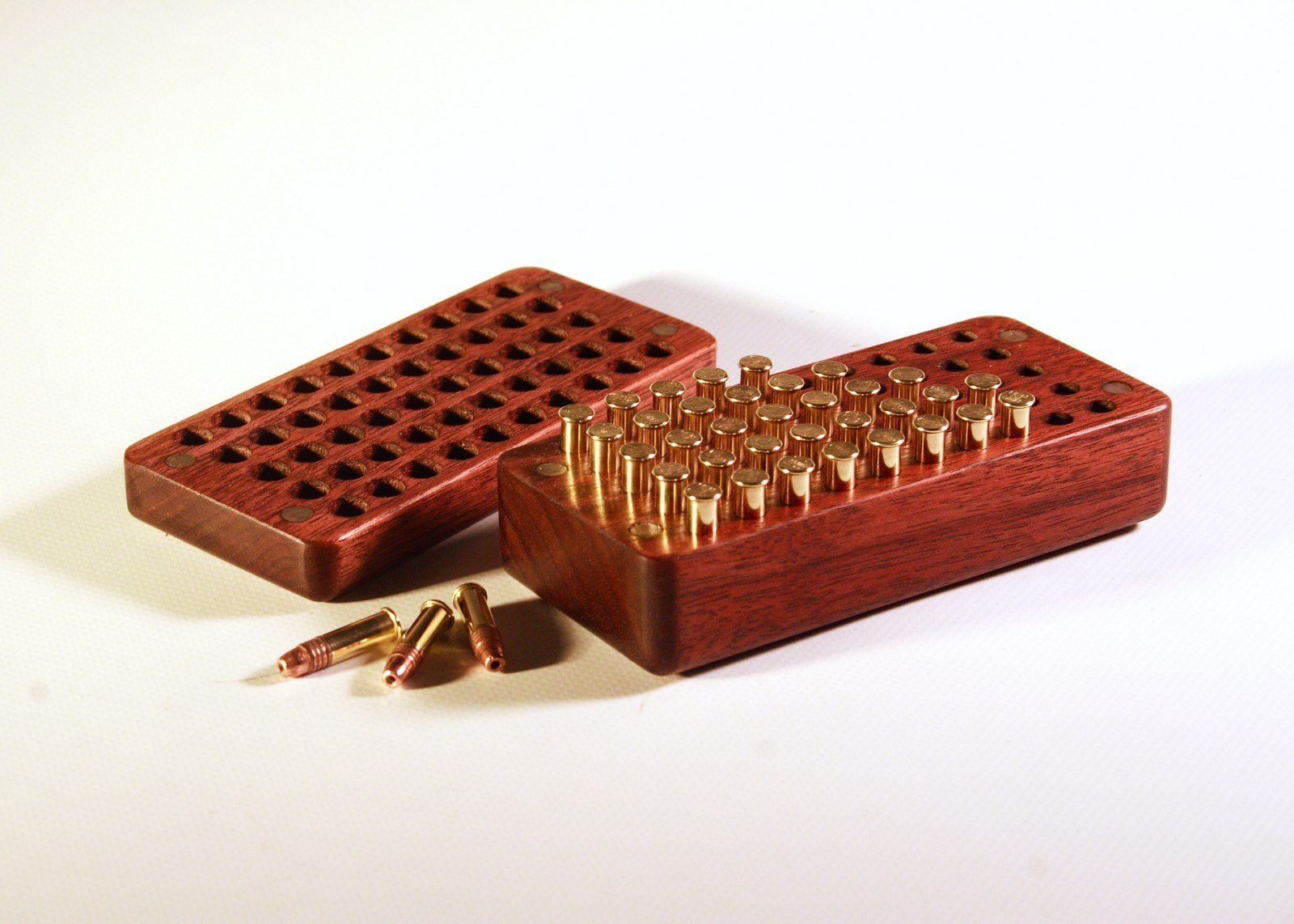 50 Rd 22 Magnum WMR Walnut Ammo Box .22 mag 17 HMR Rifle remington colt ruger