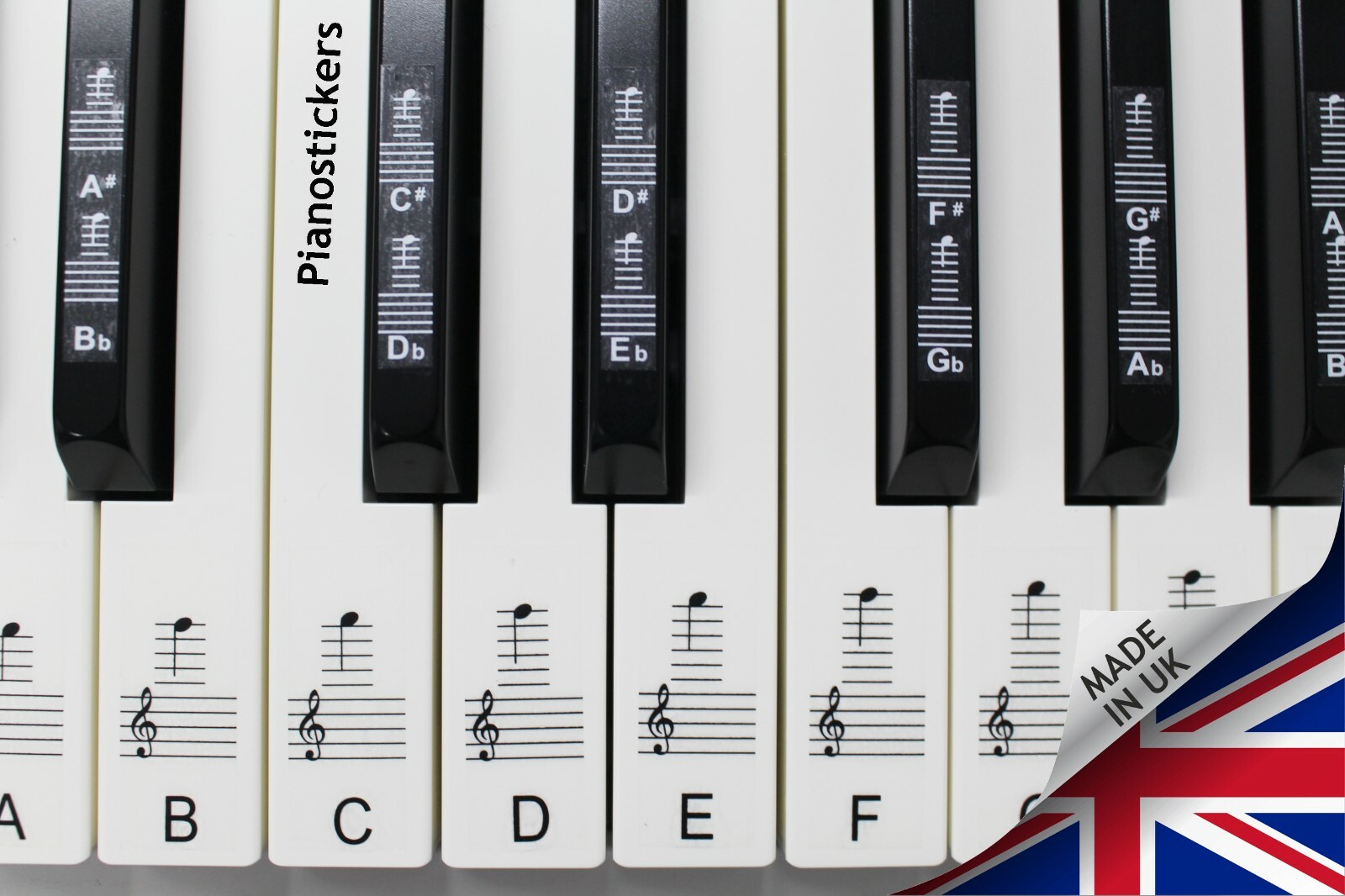 Keyboard or Piano Stickers up to 88 KEY SET for the black and white keys