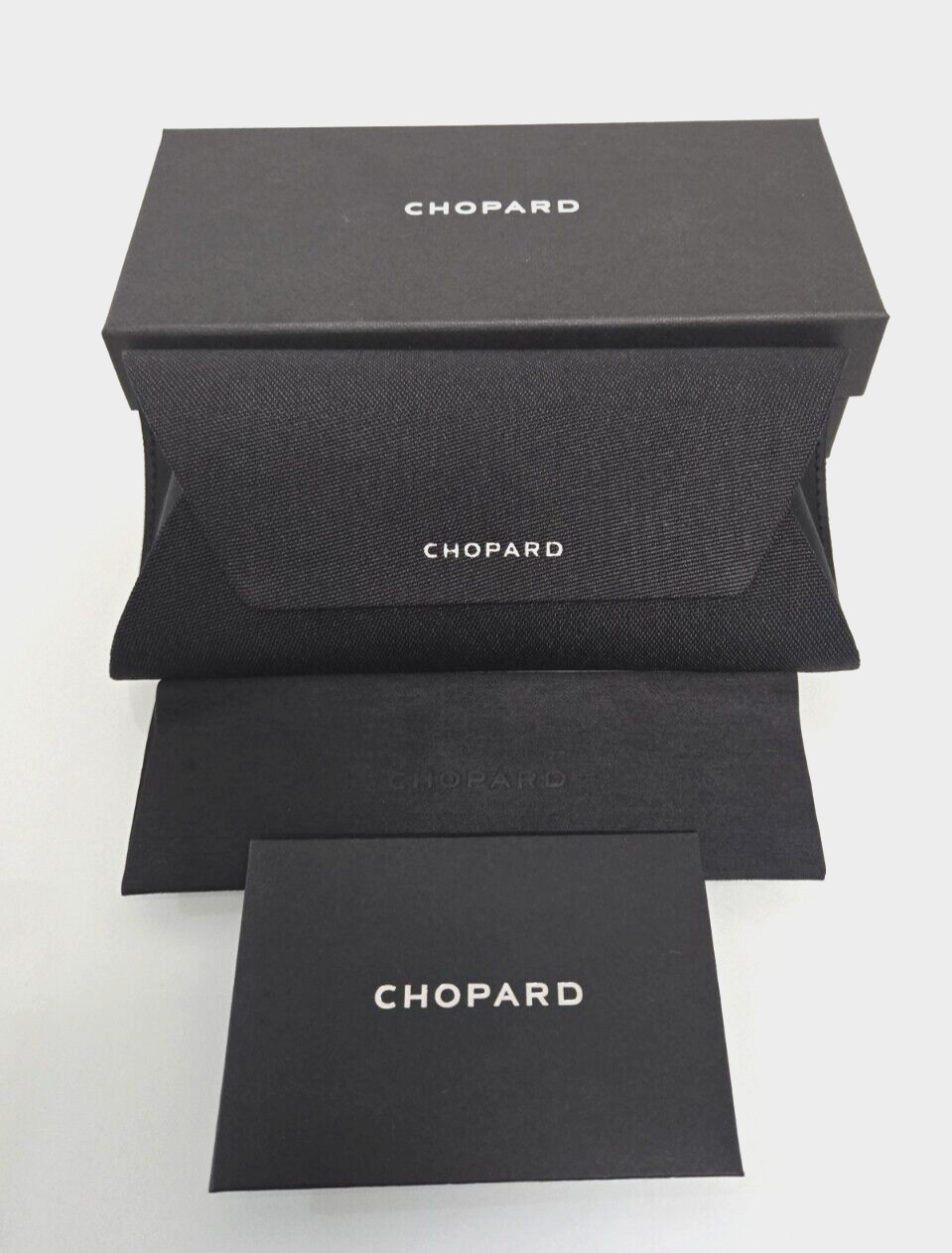 NEW!! Authentic Black Chopard Soft Fabric Glasses Case, Cloth and Card