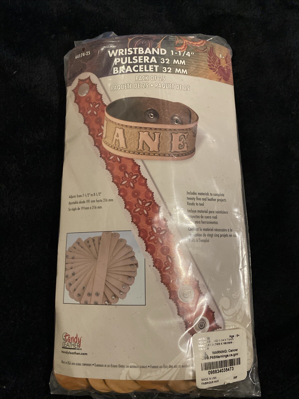 Adjustable Leather Wristband 1-1/4” (32mm) 25pk Tandy Leather  44174-25