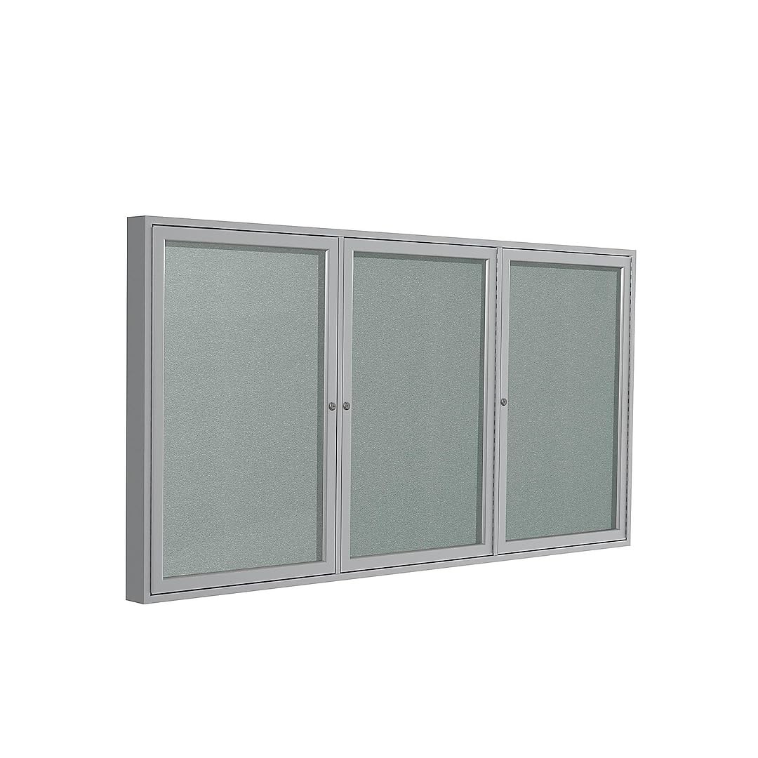 Ghent's Vinyl 36" x 72" 3 Door Enclosed Bulletin Board in Silver