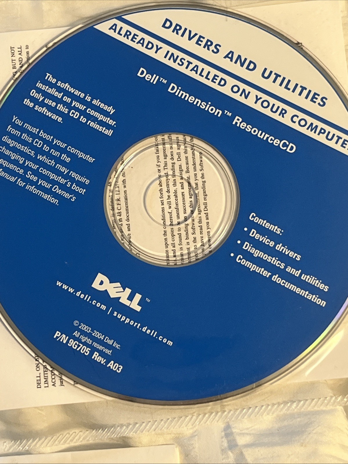 VTG DELL Dimension Drivers & Utility Resource CD's OS Reinstalling Window Xp