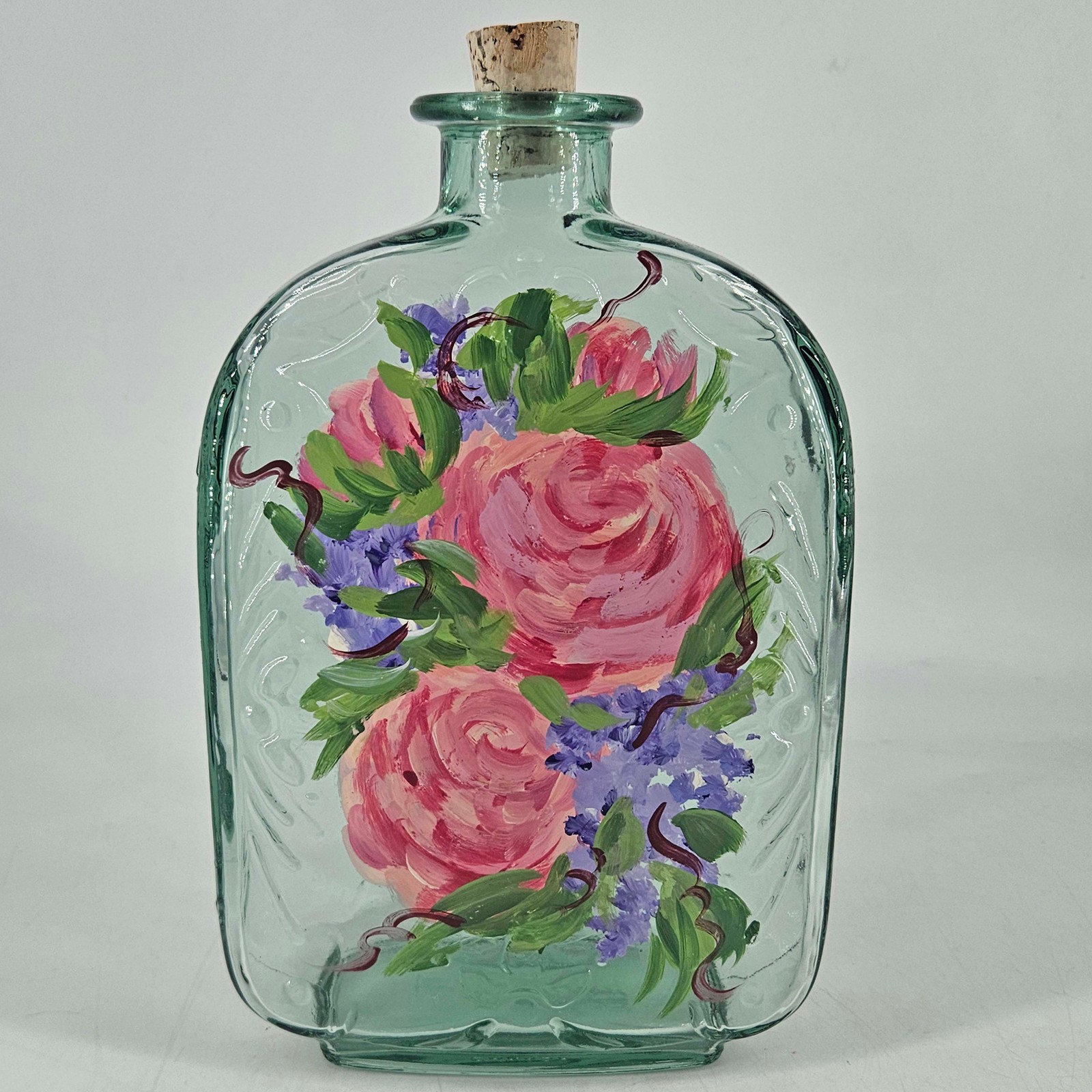 Vintage hand painted glass decanter Apothecary bottle Canada