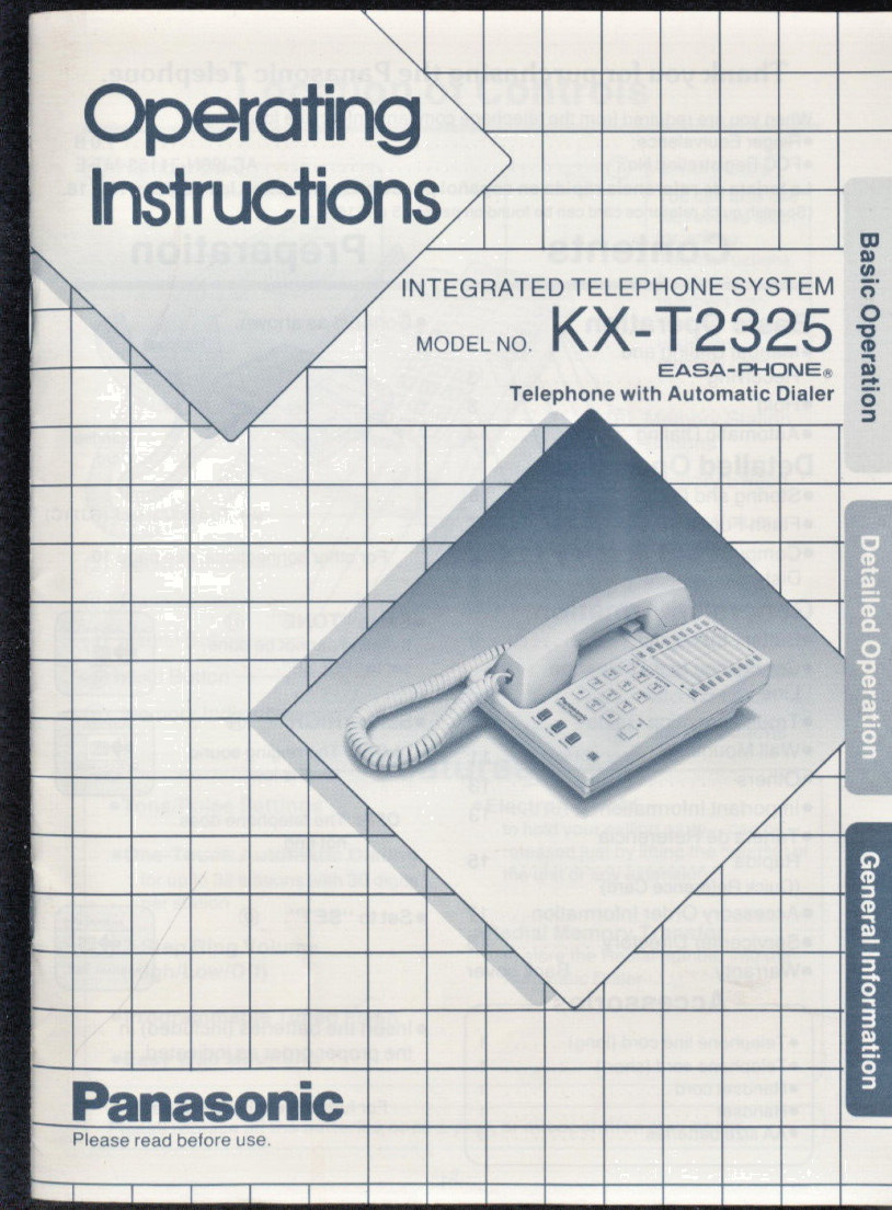 PANASONIC KX-T2325 Easa-Phone OPERATING Instructions MINT 19 pages